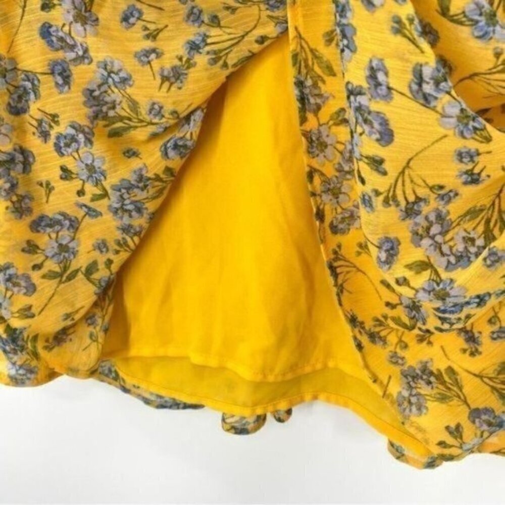 CeCe Yellow Flowy Floral Print Babydoll Dress - Picture 10 of 14